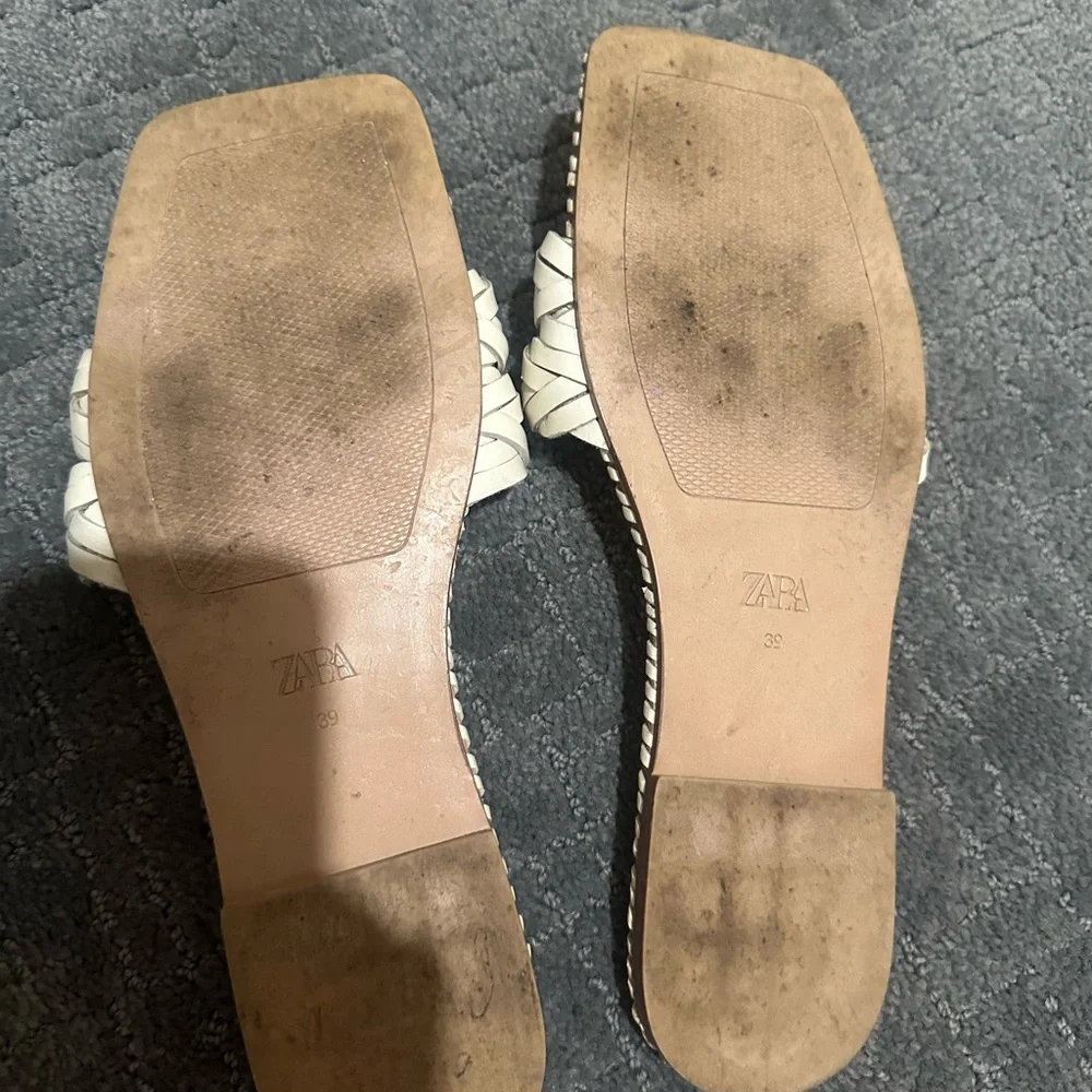 Zara Cream Braided Slide Sandals - Picture 4 of 4